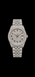 Iced Out Rolex Datejust Arabic Dial