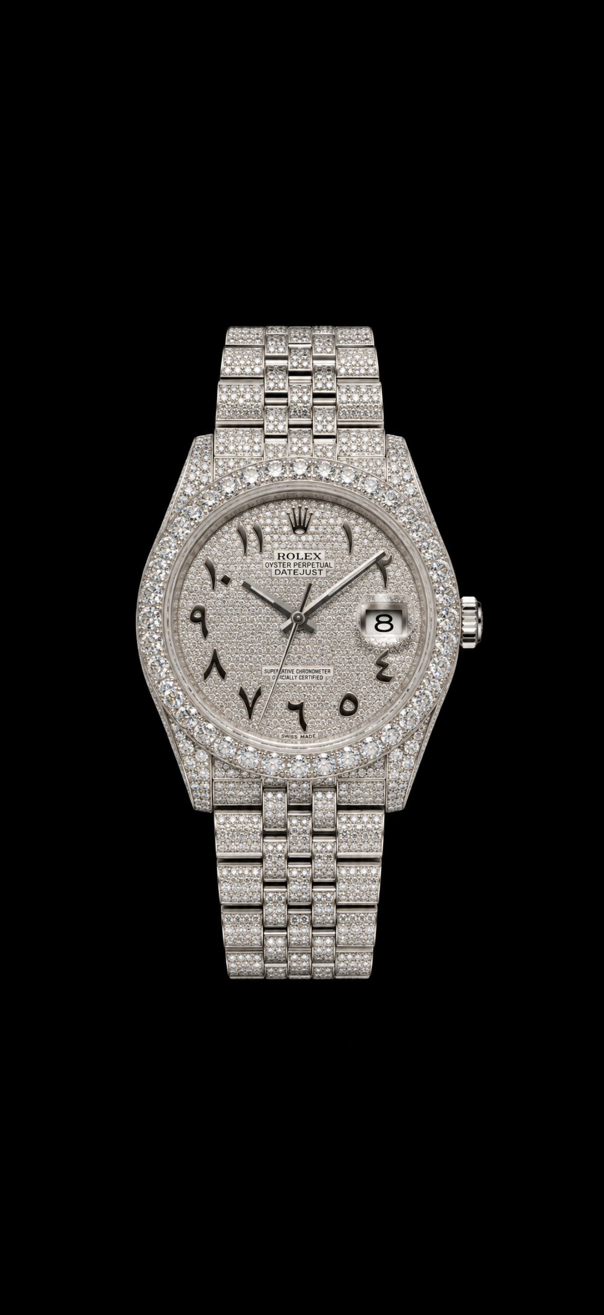 Iced Out Rolex Datejust Arabic Dial