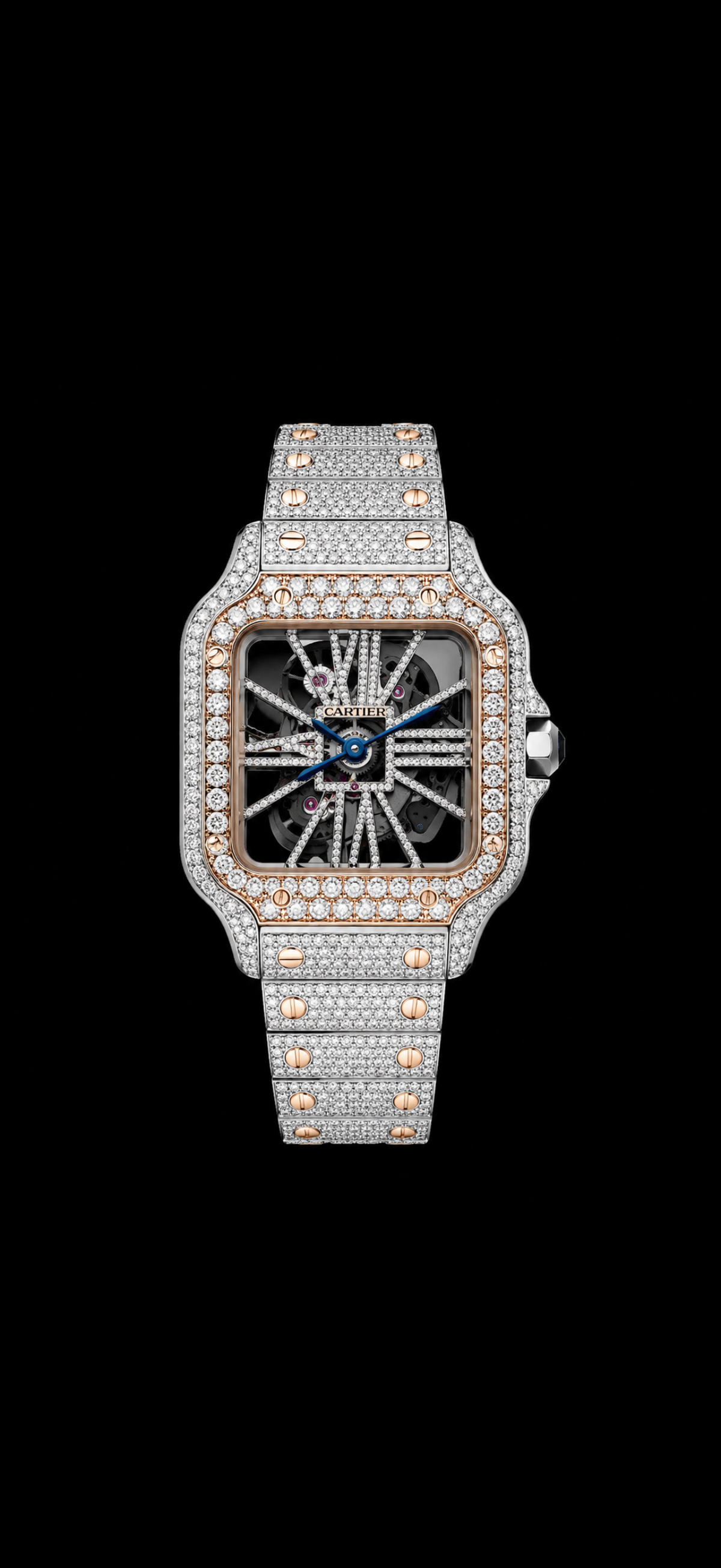 Iced Out Cartier Santos Skeleton