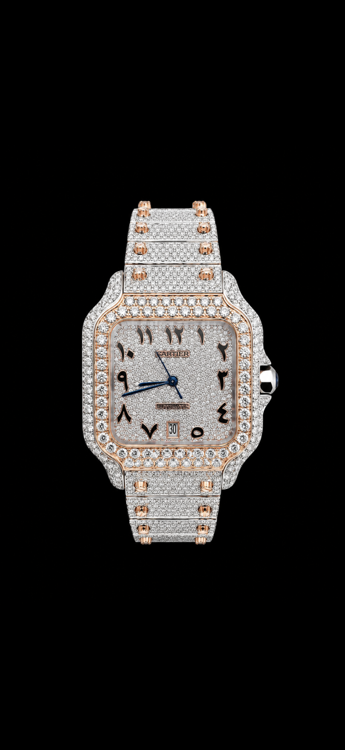 Iced Out Cartier Santos Arabic Dial
