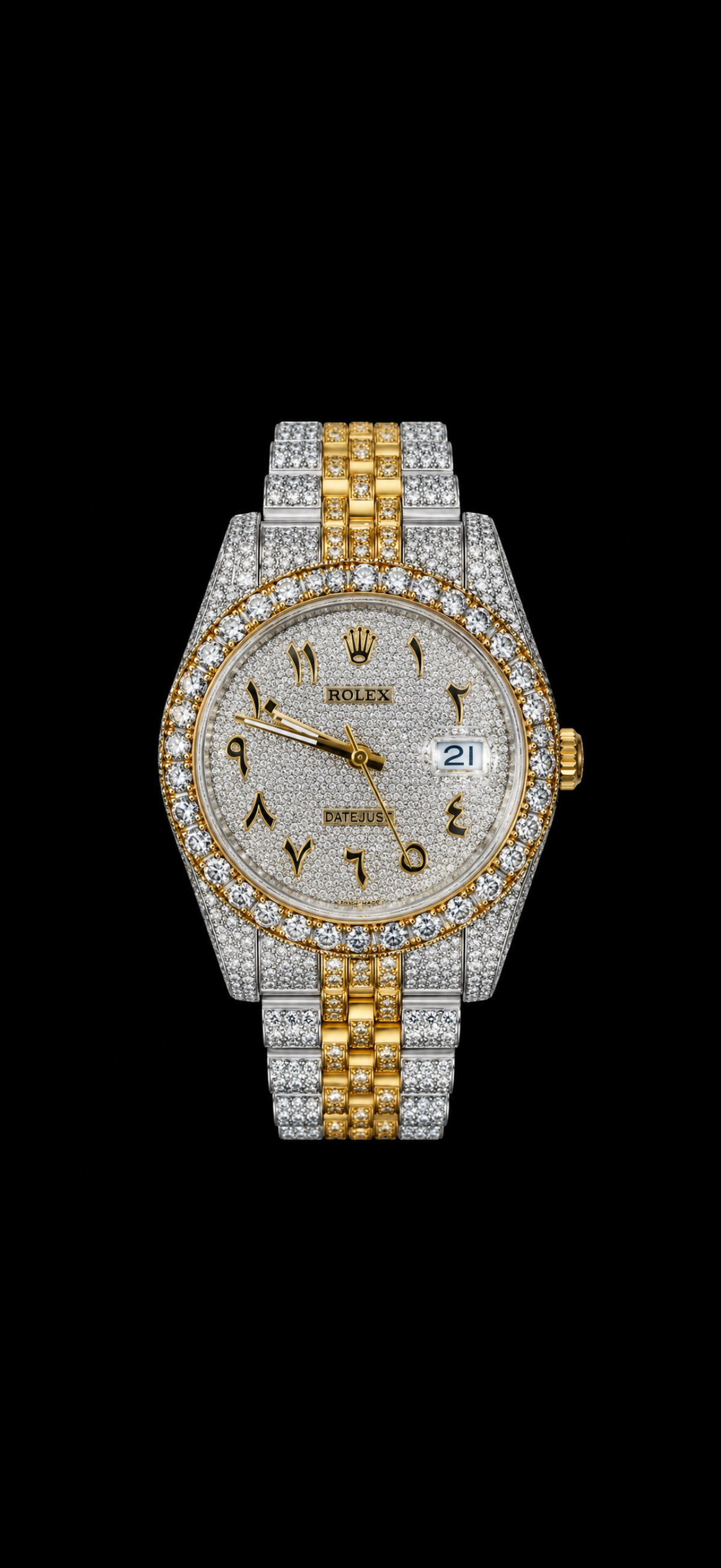 Iced out Rolex Datejust Two-Tone