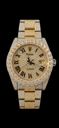Iced Out Rolex Datejust Gold Oyster Bracelet